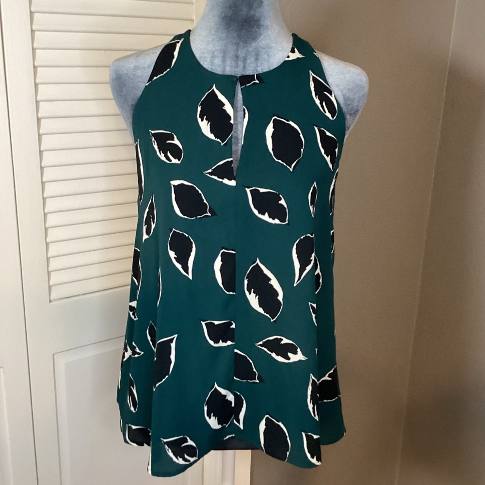 LOFT Green Leaf Halter Shell Top Size XS